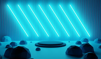 blue light, futuristic render, modern abstract, blue neon lights, geometric shapes, 3D rendering, abstract scene, blue background, neon design, futuristic design, abstract art