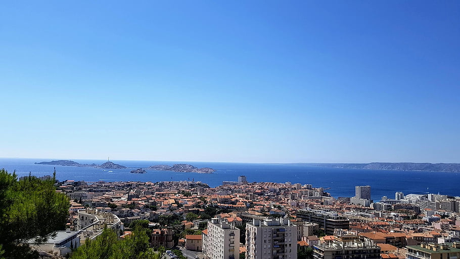 島、 フランス、 マルセイユ、 海、 シティ、 パノラマ、 風景