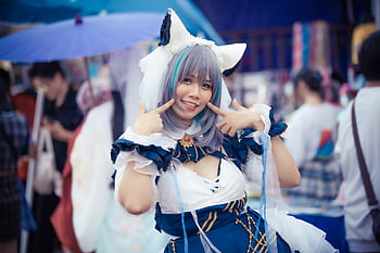 cosplay, anime costume, pretty woman, outdoor event, smiling, cosplay event, anime character, cosplay outfit, cosplay girl, anime cosplay, lively event