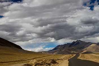 Indie, ladakh, kašmír, leh, hory, himalaya, nebe