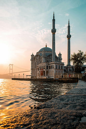 Ortaköy Mosque, Bosphorus, sunset, Istanbul, architecture, landscape, mosque, water, harmony, Turkey, minarets