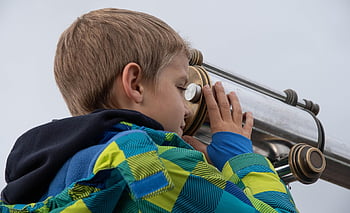 telescope, observation, child, tourist, travel