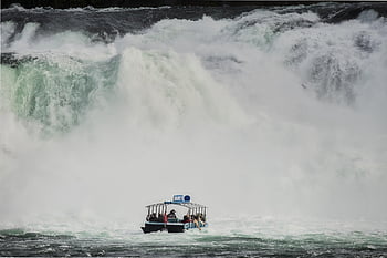 foss, rhine falls, ferje, båt, landskap, Sveits, imponerende, natur