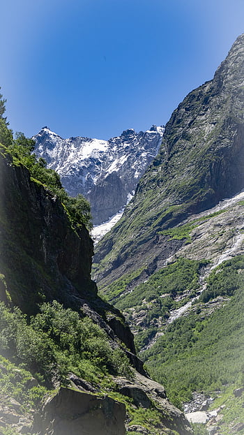 dombay, mountains, landscape, nature, mountain, sky, snow, clouds, rocks, caucasus, slopes