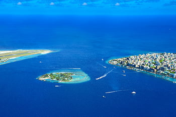 aerial photography, Malé City, surrounding islands, Maldives, birds eye view, Male, airport island, stunning aerial, ocean view, tropical islands, cityscape