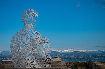 sculpture, le Nomade At The Bastion St Jaume, antibes, sky, sea, france, nature, mediterranean, landscape, water, coast