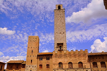 palazzo, sky, clouds, ancient, torre, height, grandeur, majestic, architecture, construction, saint Gimignano