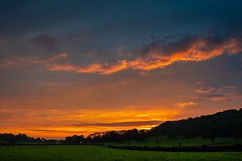 kveld, himmel, skumring, skyer, varm, oransje, klima, solnedgang, sol, soloppgang, landskap