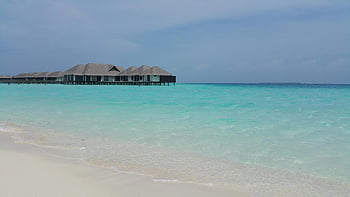 maldiverne, tropisk strand, turkis vand, stråtækt tagbungalower, Serene scene, strand scene, maldiverne strand, Vandbungalower, tropiske paradis, strand ferie, Maldiverne ferie