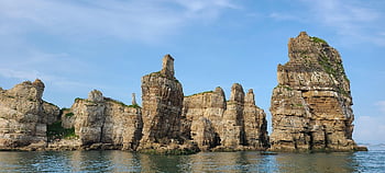 Jižní Korea, skalní útvary, oceán, baengnyeongdo, ostrov, krajina, Příroda, incheon