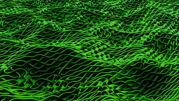 green 3D graphics, abstract surface, wavy textures, geometric pattern, conceptual design, intricate details, digital art, 3D rendering, green abstract, wavy patterns, geometric textures
