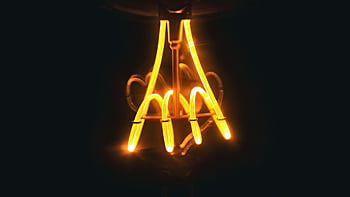 žárovka, zářící vlákno, spirálové vlákno, teplé světlo, živý efekt, detail, zapnutá žárovka, žárovky, teplý záře, spirální světlo
