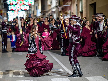 večírek, průvod, lidé, Španělsko, vřesovišť a křesťanů, alicante