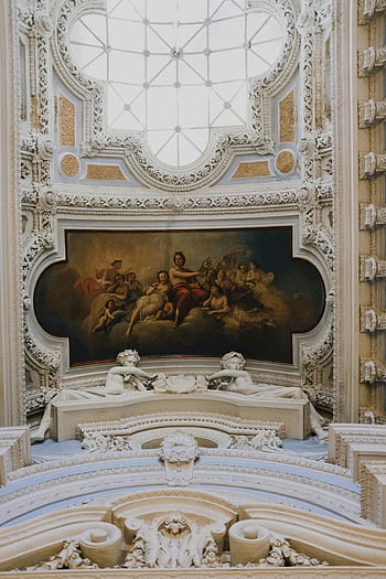 Ornate Ceiling, Baroque ceiling, fresco art, historic palace, interior design, intricate details, palace ceiling, Baroque style, architectural details, ceiling fresco, historic interior