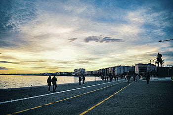 people, promenade, walk, walking, by The Sea, seaside, boulevard, street, sidewalk, nature, sea