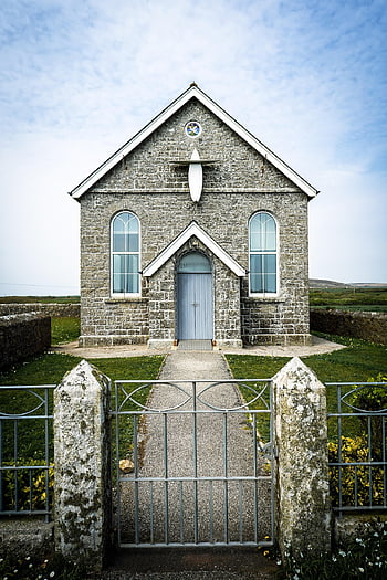 church, building, facade, entrance, architecture, cross, religion, cornwall, england, surfer, surfboard