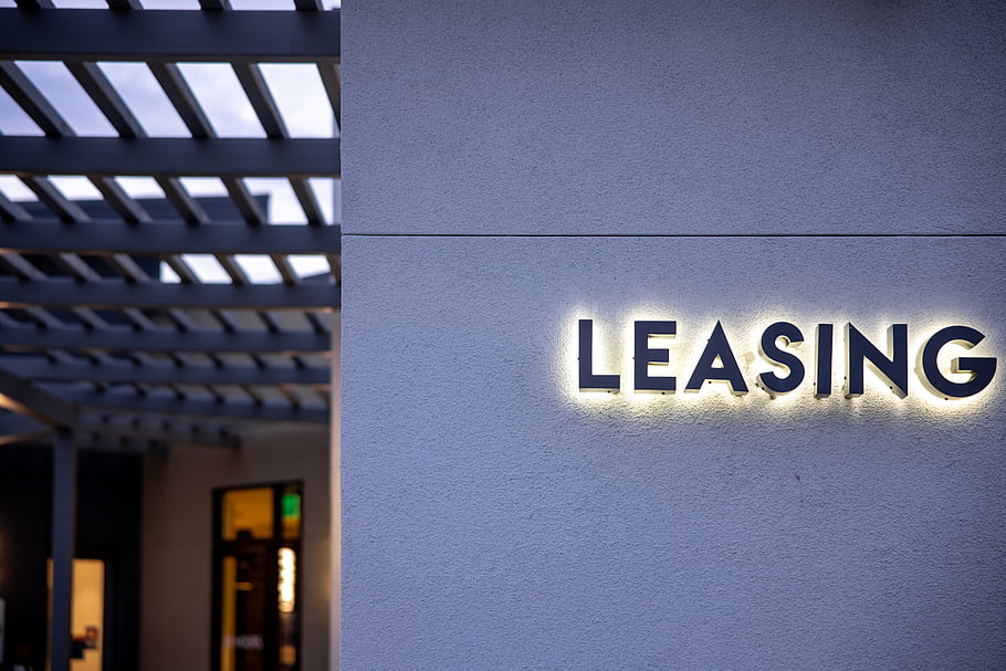 lease, building, office, apartment, sign, illuminated, wall, outdoors, exterior, structure, architecture