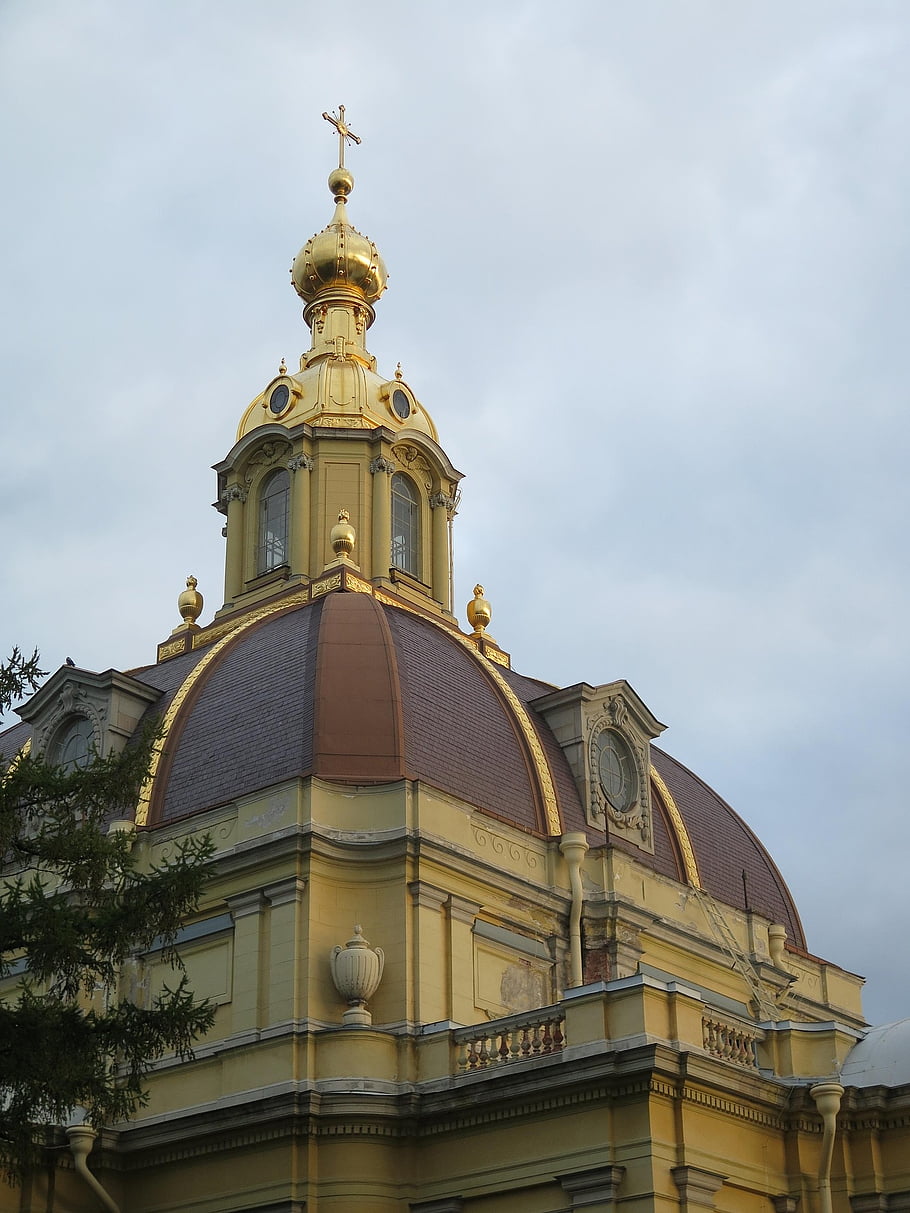 osud, střecha, katedrála, západ slunce, Rusko, architektura, kostel, budova, pevnost, Petrohrad, náboženství