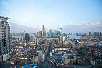 turnul perlat oriental, shanghai orizont, zgârie -nori iconice, râul huangpu, peisaj urban, vedere urbană, arhitectura moderna, districtul financiar, malul mării, zgârie-nori, vedere panoramică