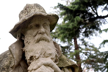 Skulptur, Statue, Pierre, Büste, alter Mann, bärtig, Stock, Kunst, künstlerisch, Monument, Erbe