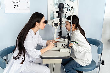 optometrist, vision test, child, medical equipment, indoors, eye examination, doctor, patient, eye care, healthcare, clinic