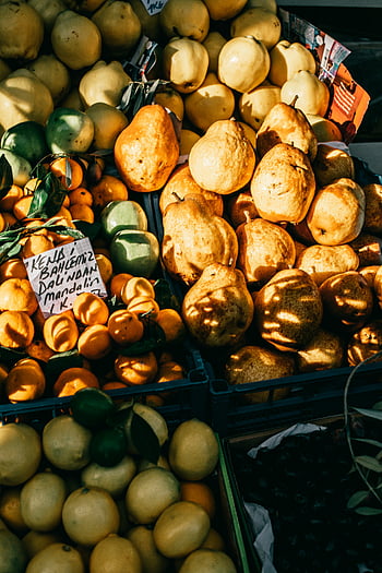 ripe fruits, market stall, citrus fruits, Istanbul street market, organic freshness, variety, colorful assortment, pears, oranges, lemons, mandarins