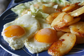 fried Potatoes, fried Eggs, eggs, fried, potatoes, meal, cholesterol, salad, food, enjoy The Meal, yummy