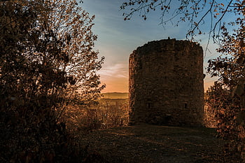 tower, monument, sunset, lookout, sun, morning, ancient, abandoned, light, shadow, austria