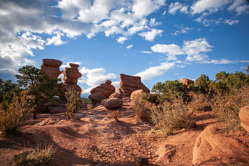 red, rocks, landscape, nature, dry, formation, canyon, desert, scenic, southwest, sky