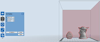 3D printing, slicing software, FlashPrint, screen capture, model positioning, 3D model, print settings, interface, Yoda figure, egg model, blog post