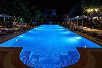 bazén, plavat, noc, hotel, Dovolená, že, modrý, letní, plavání, zábava, zdravý