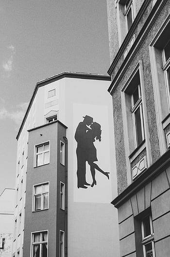 facade, house, building, city, black And White, mural