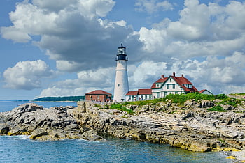 portland head light, latarnia morska, stacja świetlna, wieża, stara latarnia morska, Zabytkowa latarnia morska, historyczny, punkt orientacyjny, Wybrzeże, linia brzegowa, Casco Bay
