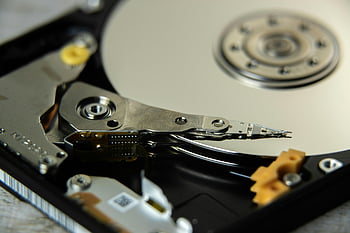 hard disk drive, internal components, detailed look, open hard disk, storage device, magnetic platter, read-write head, computer hardware, data storage, technology, electronics