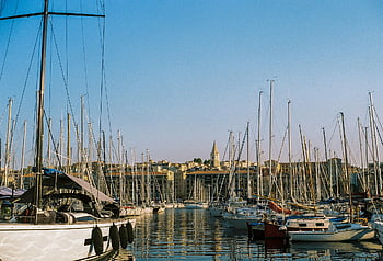 sailboats, port, nature, boats, sunrise, port City, marseille, france, water