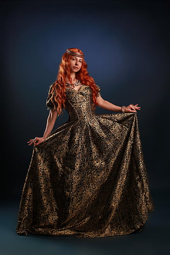 woman, queen, middle Ages, portrait, red Hair, historical, girl, fantasy, dress, crown, diadem