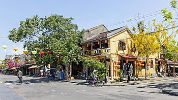 Vietnam, poledne, město, slavný, turista, Krásná, starý, přitažlivý, hội an, unesco
