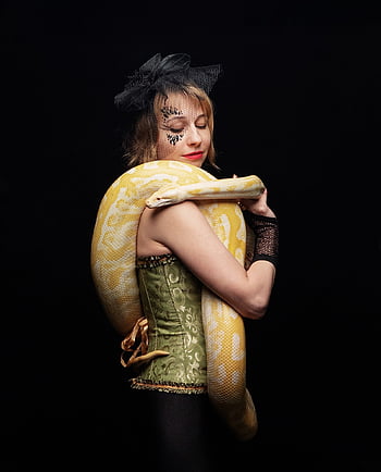 python, snake, albino, young Woman, woman, portrait, reptile, terrarium, exotic, boa, nature