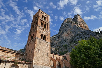 kostel, architektura, Francie, moustiers-sainte-marie, komuna, alpes-de-haute-provence, zvonice