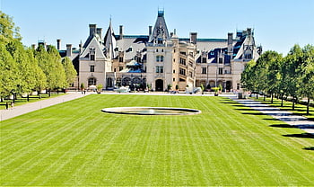 trávníky, stromy, biltmore dům, asheville, panské sídlo, architektura, vanderbilt, majetek, atrakce, historický, mezník