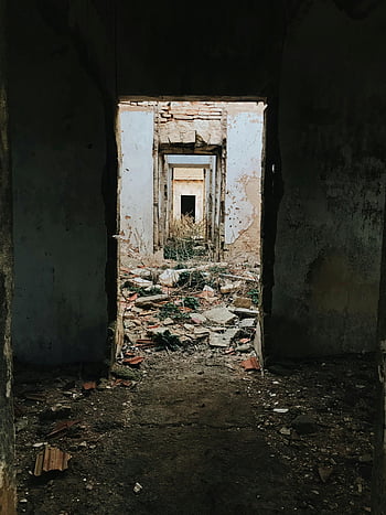 abandoned house, destroyed house, ruins, decayed corridor, crumbling walls, debris, Ciutadella Spain, urban decay, captivating decay, abandoned building, decayed interior