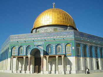 Dome of the Rock, Temple Mount, Old City of Jerusalem, golden dome, Islamic architecture, religious site, Middle East, historical landmark, Jerusalem, Islamic art, Islamic design