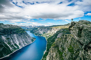 norway, river, nature, fjord, scandinavia, landscape, water, mountains, clouds, adventure, wind