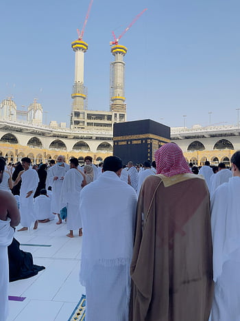 Peziarah Muslim, kaaba, masjid al-haram, Mekah, doa, kelompok besar, orang banyak, Islam, haji, keagamaan, pertemuan