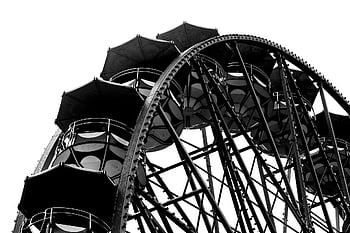 ferris Wheel, amusement Park, carnival, theme Park, black And White, giant Wheel, carousel