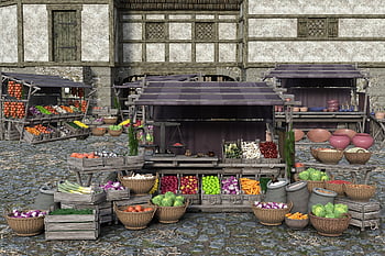 market, farmers' Market, sales Booth, barn, fruits, food, local Market, middle Ages, medieval, historical Site