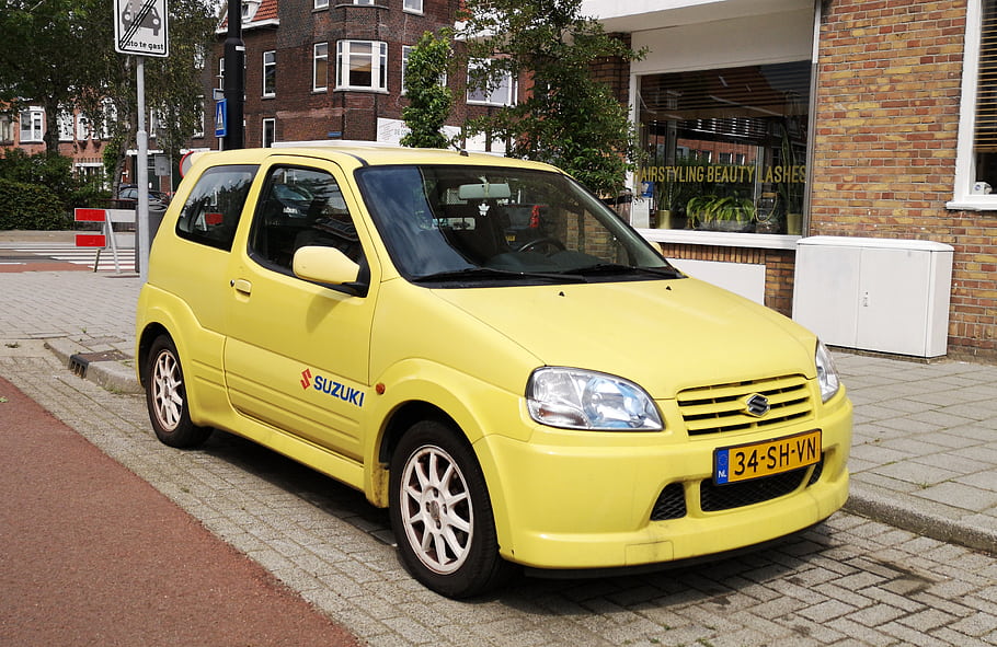 Suzuki, Ignis, Sport, 2006, yellow, car, Rotterdam, 34-SH-VN, compact, vehicle, urban