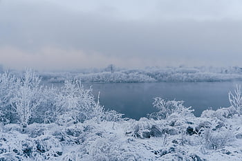 zimní, Příroda, sezóna, venku, yenisei, řeka, siberia, mráz, sníh