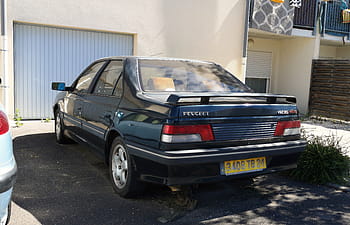 peugeot, 405, MI16, 1993, voiture, vue arrière, plaque d'immatriculation, chalon sur saone, France, sedan, ancien