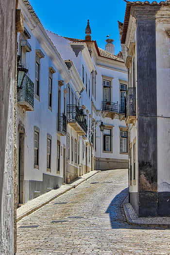 faro, Portugalsko, staré Město, ulice, letní, Příroda, algarve, starý, architektura